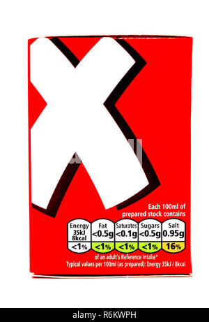 12 pack OXO Rinderbrühe Würfel in ihren traditionellen roten Karton. Stockfoto