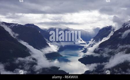 Mt Hoven skylift, Loen, Norwegen Stockfoto