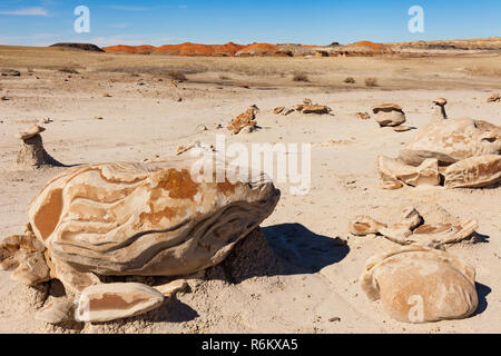 Sculpted Felsbrocken in Bisti Wilderness Stockfoto