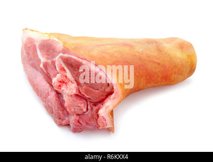 Raw Eisbein oder Schinken Hock, oder Schweinshaxe. Auf weissem Hintergrund. Stockfoto