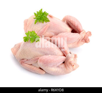 Wachtel Fleisch. Auf weissem Hintergrund. Stockfoto