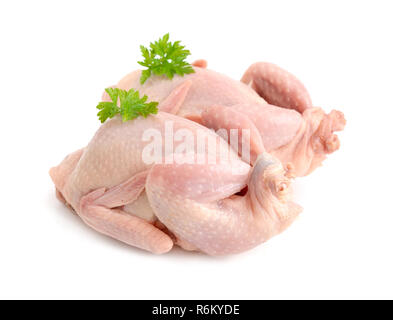 Wachtel Fleisch. Auf weissem Hintergrund. Stockfoto