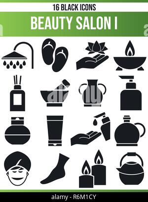 Schwarzen Symbole/Icons auf Wellness. Dieses Icon Set ist perfekt für kreative Menschen und Designer, die das Thema Beauty Salon in ihrem grafischen müssen d Stock Vektor