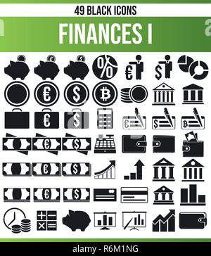 Schwarzen Symbole/Icons auf Finanzen. Dieses Icon Set ist perfekt für kreative Menschen und Designer, die sich das Thema Finanzen in Ihrer grafischen Design benötigen Stock Vektor