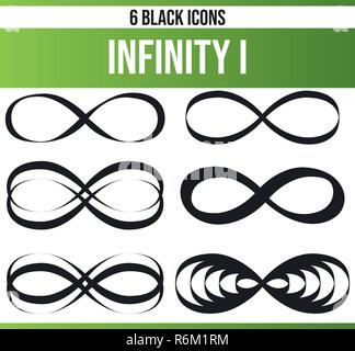 Schwarzen Symbole/Icons auf Unendlich. Dieses Icon Set ist perfekt für kreative Menschen und Designer, die sich dem Thema der Unendlichkeit in Ihrer grafischen Desig benötigen Stock Vektor