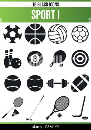 Schwarzen Symbole/Icons um Sport. Dieses Icon Set ist perfekt für kreative Menschen und Designer, die das Thema der Sport in ihrem grafischen Designs benötigen Stock Vektor