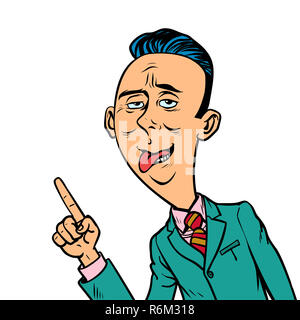 Lächerlich lustig komisch Geschäftsmann Punkte finger Geste Stockfoto