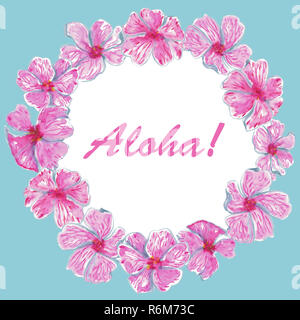 Aquarell hand leuchtend rosa Blüten nahtlose Muster gezeichnet. Design für Postkarten, Valentines, Textil, Abdeckungen und Verpackung. Stockfoto