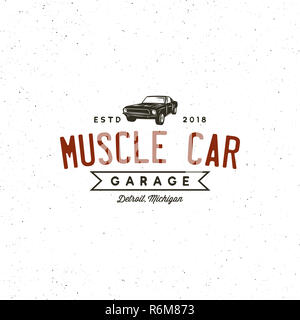 Vintage Muscle Car Garage Logo. Vector Illustration Stockfoto