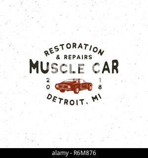 Vintage Muscle Car Garage Logo. Vector Illustration Stockfoto