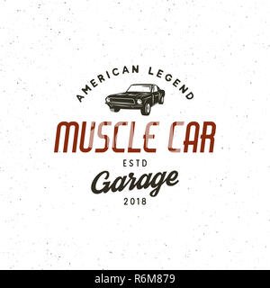 Vintage Muscle Car Garage Logo. Vector Illustration Stockfoto