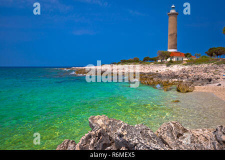 Veli Rat Leuchtturm und Türkis Beach View Stockfoto