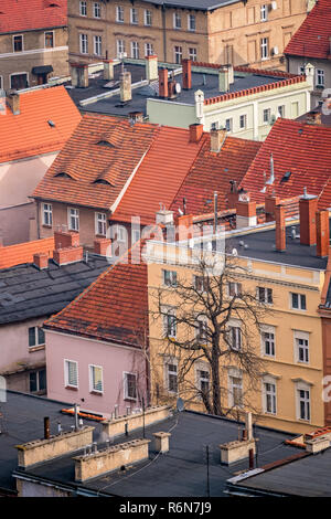 Bunte Häuser in Bolkow Stockfoto