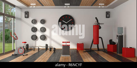 Home Fitnessraum mit Sportgeräten Stockfoto
