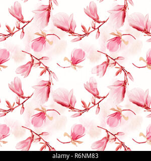 Nahtlose Muster von Magnolia Blumen Stockfoto