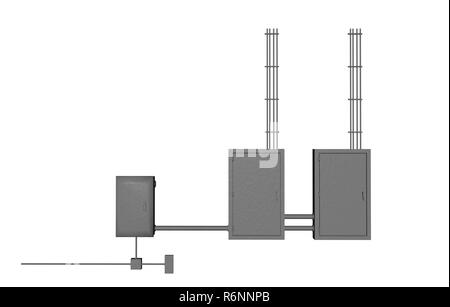 Haus Elektrik mit Power Verteilerkästen Stockfoto