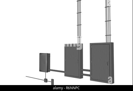 Haus Elektrik mit Power Verteilerkästen Stockfoto