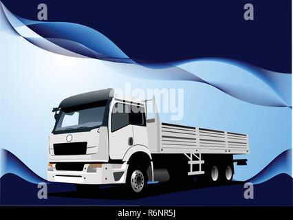 Blue Wave Hintergrund mit Lkw-Bild. Vector Illustration Stock Vektor