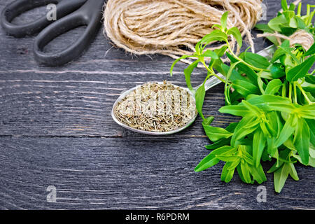 Herzhafte trocken im Löffel mit Garn auf dem Schwarzen Brett Stockfoto