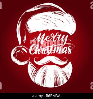 Weihnachtsmann, Weihnachten Symbol Hand gezeichnet Vektor-illustration Skizze, kalligraphische Text Stock Vektor