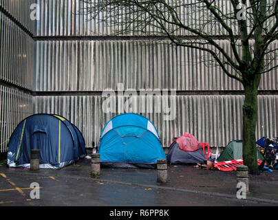 Zelte auf einer Straße im Zentrum von Brighton Stockfoto