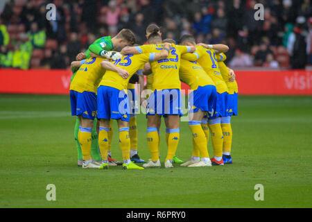 1. Dezember 2018, Bramall Lane, Sheffield, England; Sky Bet Meisterschaft, Sheffield United v Leeds United, der Leeds Utd Unordnung vor Kick off Credit: Craig Milner/News Bilder der Englischen Football League Bilder unterliegen DataCo Lizenz Stockfoto