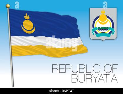 Burjatien Republik Flagge, Russische Föderation, Vektor, Abbildung Stock Vektor