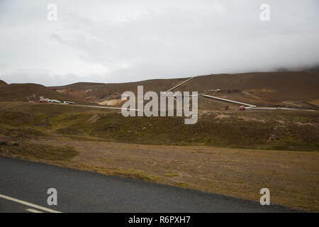 Krafla geothermische Kraftwerk in der Nähe von See Myvatn, Reykjahlid, Island, Europa Stockfoto