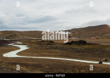 Krafla geothermische Kraftwerk in der Nähe von See Myvatn, Reykjahlid, Island, Europa Stockfoto