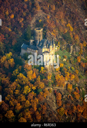 Burg Katz im Rheintal, Rhein bei St. Goarshausen, Sankt Goar, Rheintal, Rheinland-Pfalz, Deutschland Stockfoto