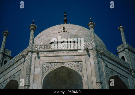 Kuppel des Taj Mahal 7 Wunder der Welt, Agra, Uttar Pradesh, Indien Stockfoto