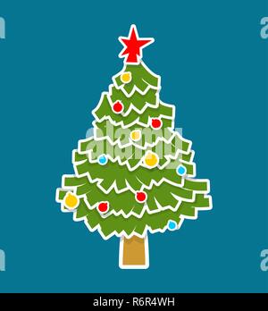 Weihnachtsbaum Papier ausgeschnitten isoliert. Weihnachten Tanne. Stock Vektor