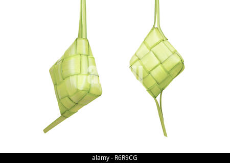 Reis, Knödel oder ketupat ist traditionelles Essen für die festliche Jahreszeit Stockfoto