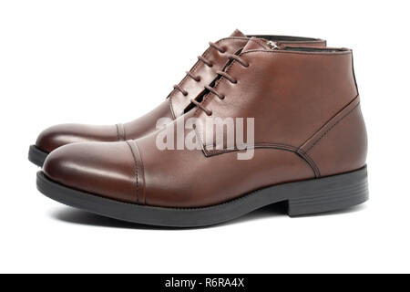 Stiefel Männer auf weißem Hintergrund, isoliert Stockfoto