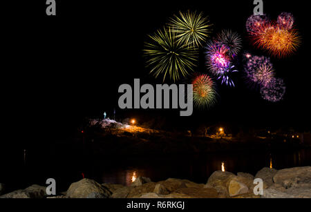 Feuerwerk in Makarska, Kroatien Stockfoto