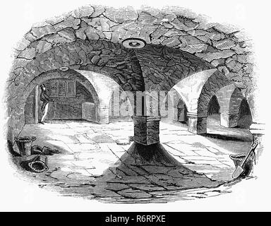 Lady ist ein ehemaliges Benediktiner-priorat im Dorf Hurley am Ufer der Themse in der englischen Grafschaft Berkshire. Während der Regierungszeit von James die Zweite, ein Gewölbe unter dem Haus war die Szene der häufige Treffen einiger der wichtigsten Adel, der Prinz von Oranien den englischen Thron als Wilhelm III. zu nehmen Es wird sogar gesagt, dass die wichtigsten Papiere, die über die Glorreiche Revolution führte in der dunklen Nische am Ende des Gewölbes unterzeichnet wurden. Stockfoto