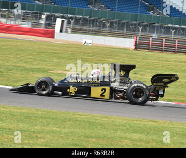 Katsuaki Kubota, Lotus 72, FIA, historische Formel-1-Masters Serie, Silverstone Classic 2014, klassische Rennwagen, F1, FIA, Ford, Formel1, Grand P Stockfoto