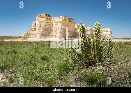 Denkmal Felsen, Kansas. Pyramiden von den Ebenen. Oberhalb der Ebenen im westlichen Kansas ist Denkmal Felsen, eine Reihe von großen Chalk Formationen. Stockfoto