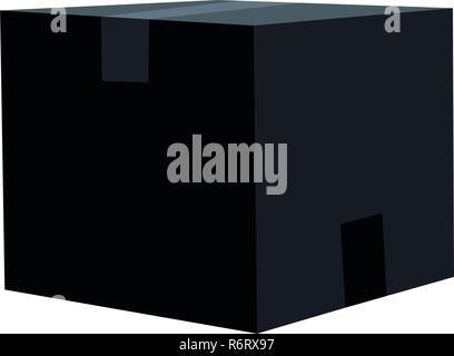 Black Box mit geschlossenem Deckel auf einem weißen Hintergrund. Vector Illustration Stock Vektor