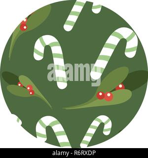 Candy Cane und Mistel, romantische Muster für Weihnachten Vektor Stock Vektor