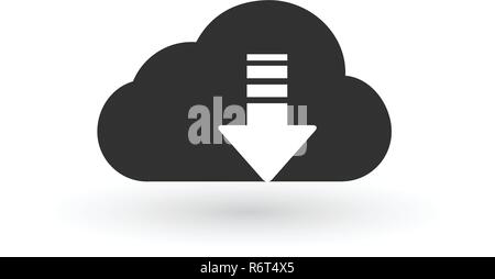 Cloud download linear Symbol mit editierbaren Schlaganfall. Vector Illustration auf weißem Hintergrund. Stock Vektor