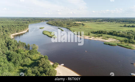 Gauja Lettland Ablassen in die Ostsee Antenne drone Ansicht von oben Stockfoto