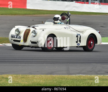 Christopher Scholey, Rob Newall, Jaguar XK 120, TTB 87, Stirling Moss Trophäe, Silverstone Classic 2014, klassische Rennwagen, historischen Rennwagen, HSCC Stockfoto