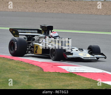 Katsuaki Kubota, Lotus 72, Silverstone Classic 2014, 2014, Classic Racing Cars, F1, FIA, Ford, Formel 1, Grand Prix Autos, historische Formel Eins, Histo Stockfoto