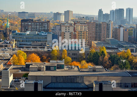 Downtown Toronto - auf der Suche nach Osten in Richtung Ryerson University aus der Eaton Chelsea Hotel (20. Stock), Toronto, Ontario, Kanada Stockfoto