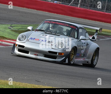 Paul McLean, Porsche 993 GT2 R Evo, 90 von GT Legends, Silverstone Classic 2014, 90 von GT Legends, klassische Rennwagen, Rennfahrer, historische Racing Stockfoto