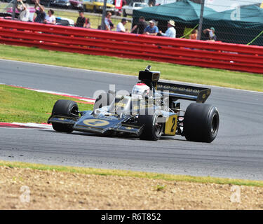 Katsuaki Kubota, Lotus 72, FIA, Meister, historischen, Formel 1, Silverstone Classic 2014, klassische Rennwagen, F1, FIA, Ford, Formel 1, Grand Prix ca Stockfoto