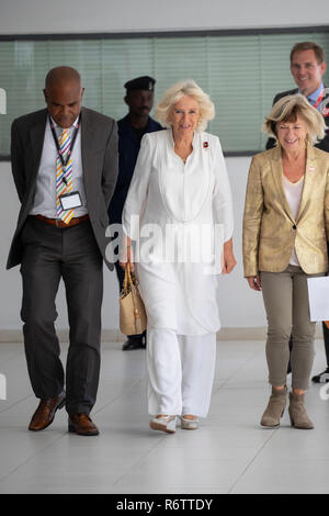 Großbritanniens Camilla, Herzogin von Cornwall an der British Council Niederlassungen in Accra, Ghana während einer königlichen Besuch des Landes im November 2018. Stockfoto