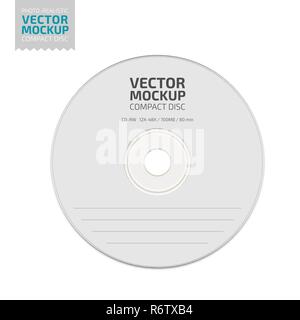 Weiße leere Compact disc Mock up Vektor. Stock Vektor