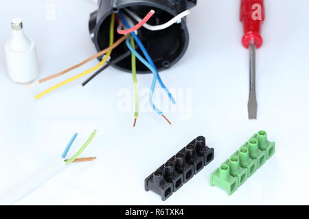 Befestigungsmaterial für Elektriker Stockfoto